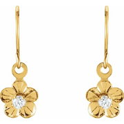 14K Yellow 2 mm Round Cubic Zirconia Youth Daisy Earrings-