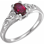 14K White January Youth Imitation Birthstone Ring-5-