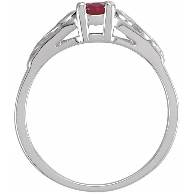 14K White January Youth Imitation Birthstone Ring-5-