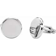 Stainless Steel 18.5 mm Engravable Round Cuff Links-