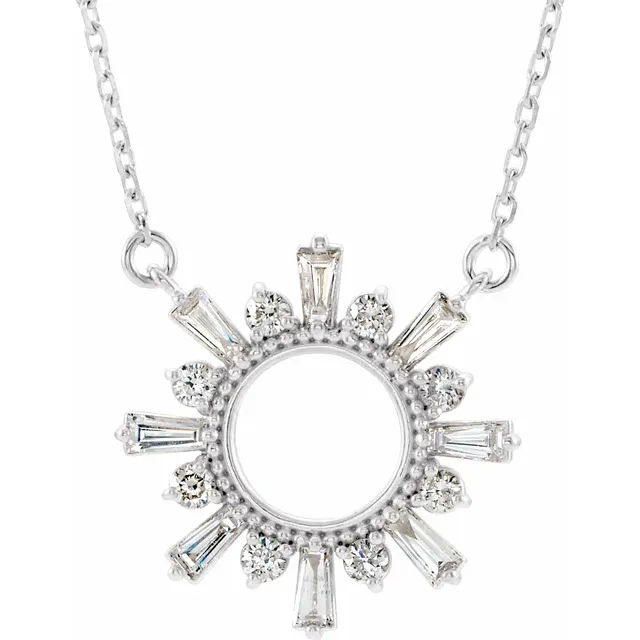 14K White 3/8 CTW Diamond Circle 16" Necklace-