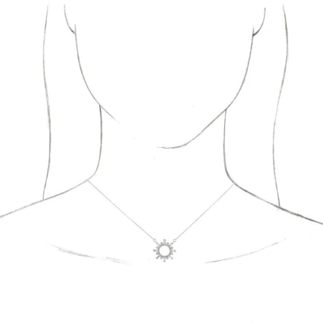 14K White 3/8 CTW Diamond Circle 16" Necklace-
