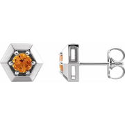 14K White Citrine Geometric Earrings-