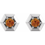 14K White Citrine Geometric Earrings-