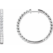 14K White 4 CTW Lab-Grown Diamond Inside-Outside Hinged 36 mm Hoop Earrings-