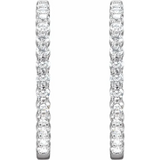 14K White 4 CTW Lab-Grown Diamond Inside-Outside Hinged 36 mm Hoop Earrings-