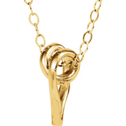 14K Yellow Ribbon Heart 15" Necklace-
