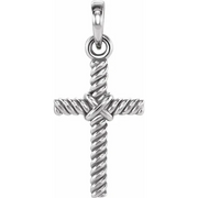 14K White 13.5x8.6 mm Rope Cross Pendant-