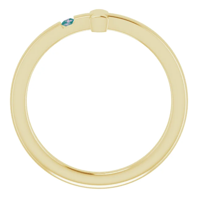 14K Yellow Youth Alexandrite Sideways Cross Ring-
