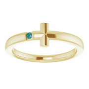 14K Yellow Youth Alexandrite Sideways Cross Ring-