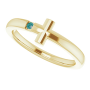 14K Yellow Youth Alexandrite Sideways Cross Ring-