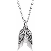 Platinum .03 CTW Diamond Angel Wings 16-18" Necklace-
