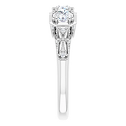 14K White 1 CTW Diamond Vintage-Inspired Three-Stone Anniversary Band-