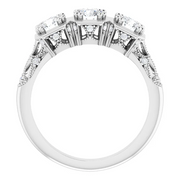 14K White 1 CTW Diamond Vintage-Inspired Three-Stone Anniversary Band-