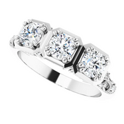 14K White 1 CTW Diamond Vintage-Inspired Three-Stone Anniversary Band-