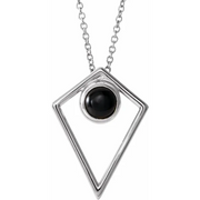 14K White Onyx Cabochon Pyramid 16-18" Necklace-