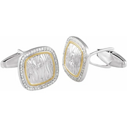 Sterling Silver & 14K Yellow 3/8 CTW Diamond Elephant Print Cuff Links-