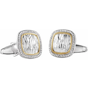 Sterling Silver & 14K Yellow 3/8 CTW Diamond Elephant Print Cuff Links-