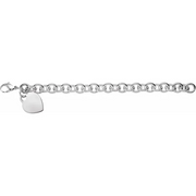 Sterling Silver Heart Charm 7.5" Bracelet-