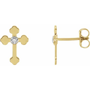 14K Yellow/White .01 CTW Diamond Cross Earrings-