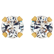 14K Yellow 3 mm Round Cubic Zirconia Piercing Stud Earrings-