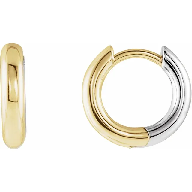 14K Yellow & White 12 mm Hinged Earrings-