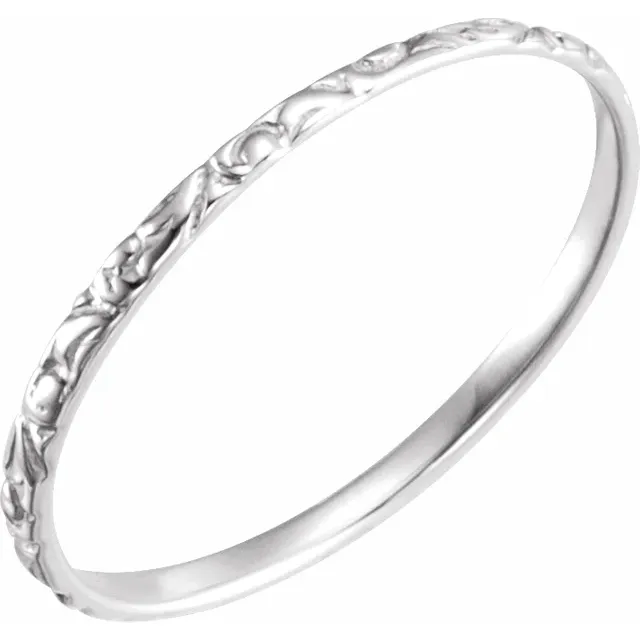 14K White Etched Ring-3.00(standard approximate size)-