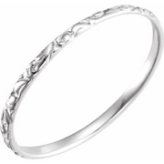 14K White Etched Ring-3.00(standard approximate size)-