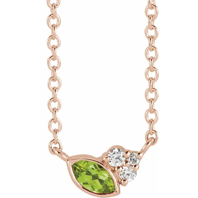 14K Rose Peridot & .03 CTW Diamond 16" Necklace-