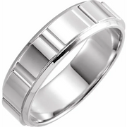 18K White 6 mm Patterned Band Size 16-