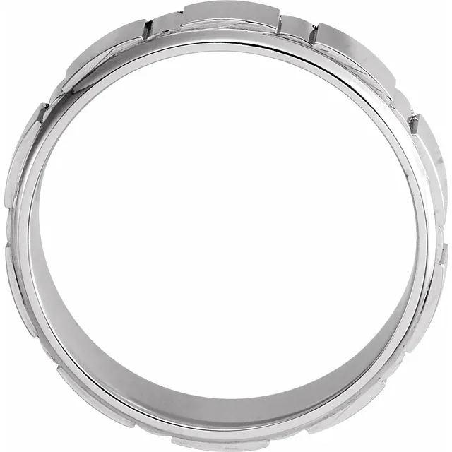 18K White 6 mm Patterned Band Size 16-