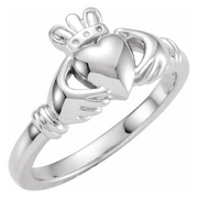 14K White Claddagh Ring-