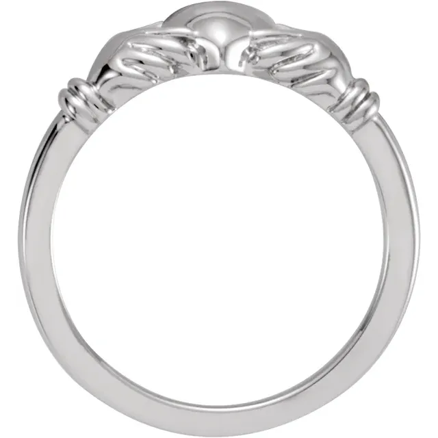 14K White Claddagh Ring-