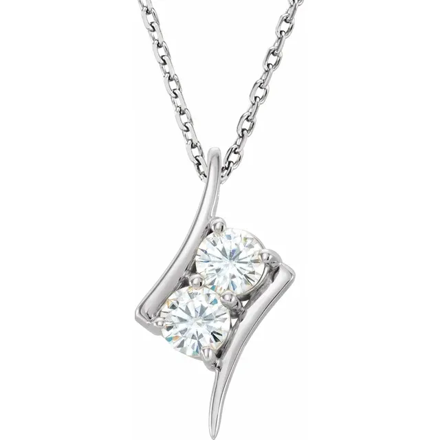 14K White 4 mm Round Forever One™ Moissanite 18" Necklace-