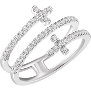 14K White 3/8 CTW Diamond Sideways Cross Ring-7.00 (approximate standard size)-