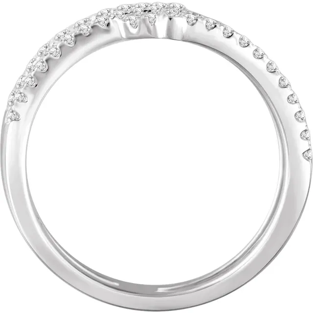 14K White 3/8 CTW Diamond Sideways Cross Ring-7.00 (approximate standard size)-