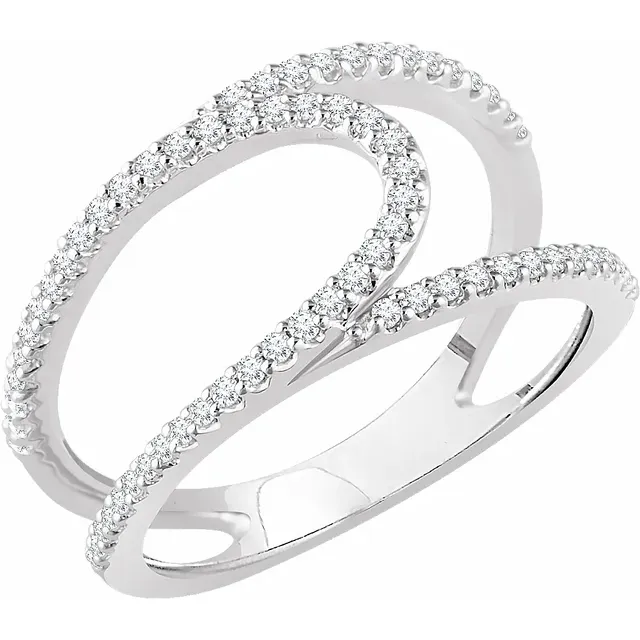 14K White 1/3 CTW Diamond Negative Space Ring-