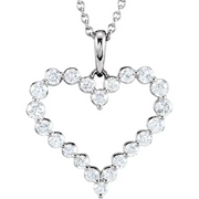 14K White 1 CTW Diamond Heart 18" Necklace-