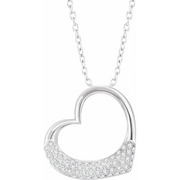 14K White 1/5 CTW Diamond Heart 16-18" Necklace-