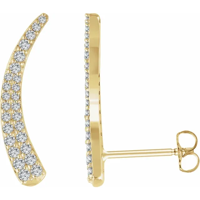 14K Yellow 3/8 CTW Diamond Ear Climbers-
