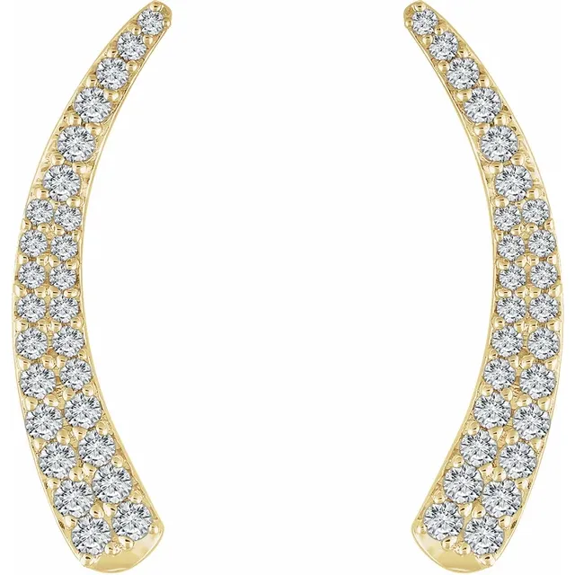 14K Yellow 3/8 CTW Diamond Ear Climbers-