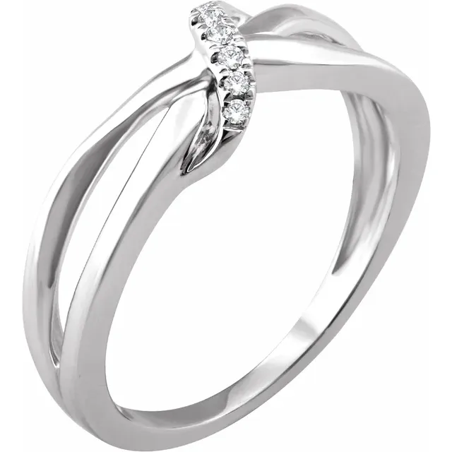 14K White .05 CTW Diamond Negative Space Ring-