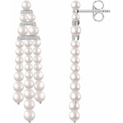 14K White Freshwater Cultured Pearl & 1/4 CTW Diamond Earrings-