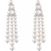14K White Freshwater Cultured Pearl & 1/4 CTW Diamond Earrings-