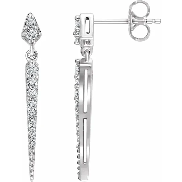 14K White 1/4 CTW Diamond Dangle Earrings-