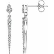 14K White 1/4 CTW Diamond Dangle Earrings-