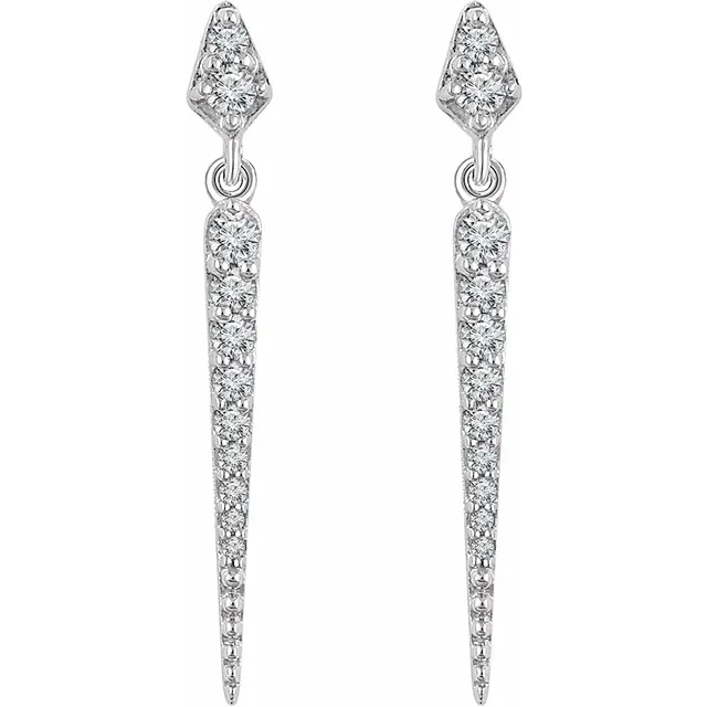 14K White 1/4 CTW Diamond Dangle Earrings-