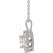 14K White 6.5 mm Round Forever One™ Moissanite & 5/8 CTW Diamond 16-18" Necklace-