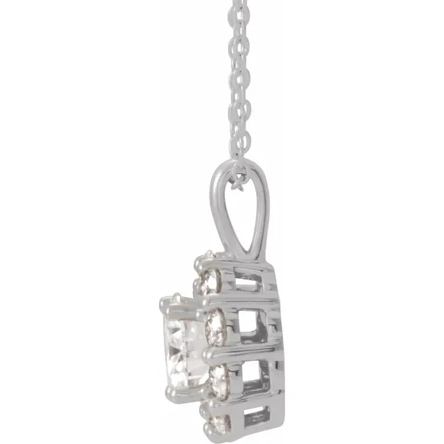 14K White 6.5 mm Round Forever One™ Moissanite & 5/8 CTW Diamond 16-18" Necklace-