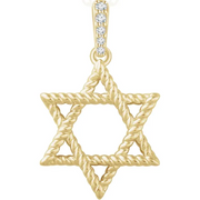 14K Yellow .025 CTW Diamond Star of David Pendant-